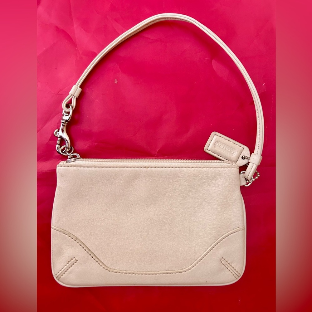 Coach Cream Leather Wristlet - Picture 2 of 9